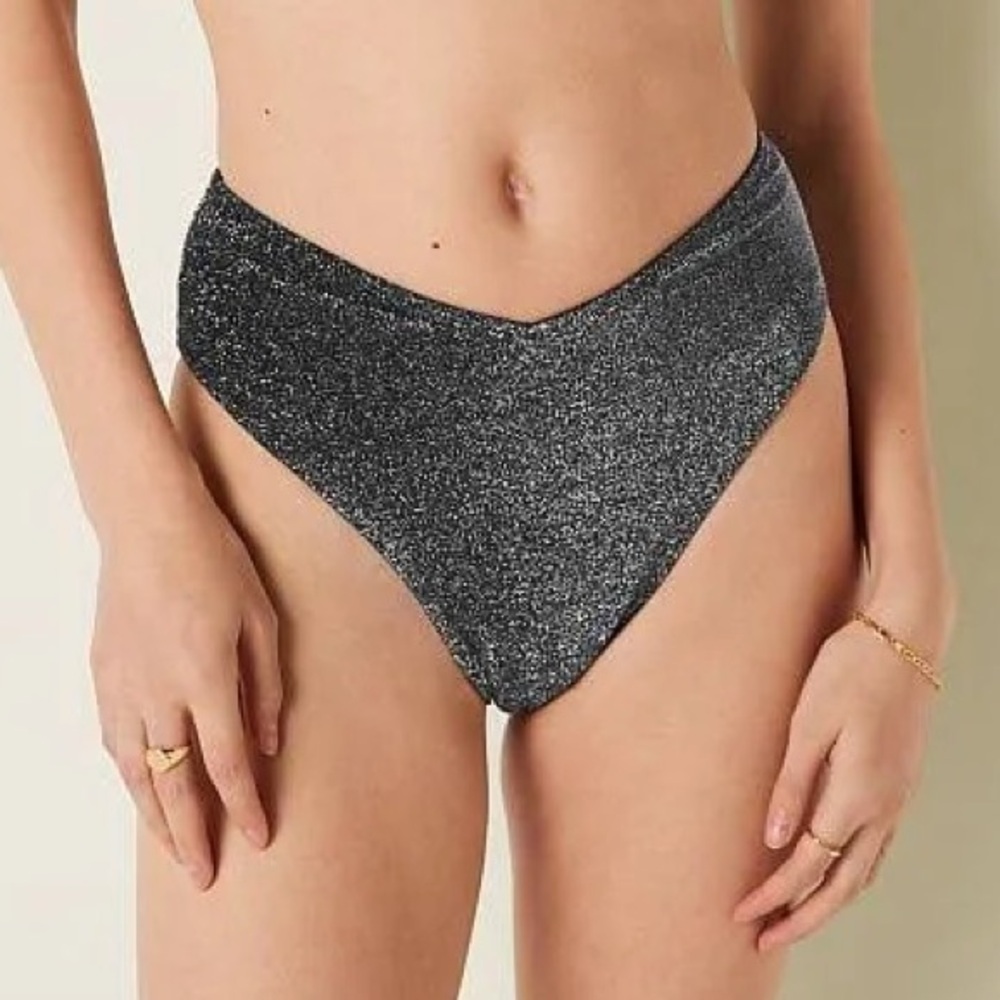 PINK Victoria’s Secret High Waist Shimmer Cheeky Bikini Bottoms Set / Duo - M